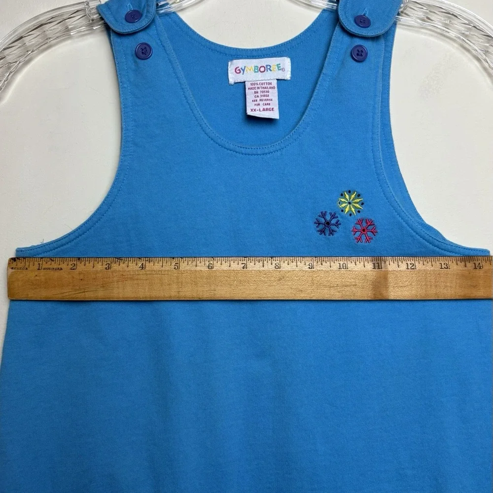 Gymboree Vtg Blue Embroidered Snowflake Jumper Dress XXL 6-7